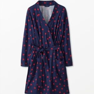 Women’s Hanna Andersson 100% cotton Blue Robe with Red Polka Dots
